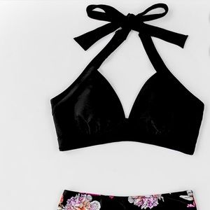 Black Floral High Waisted Bikini